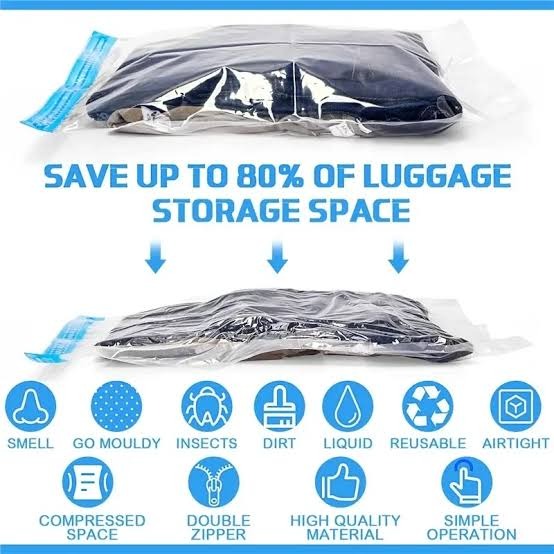 Vacuum Storage Bags Set Of 5 With Hand Pump Space Saver Compression Bags For Clothes Bedding And Travel